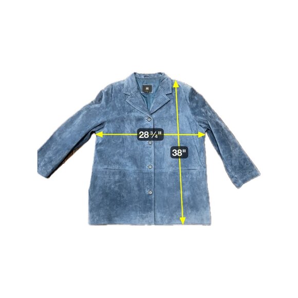 Vintage ISZ Leathers Blue Suede Button Front Jacket Sz XL - Picture 7 of 9